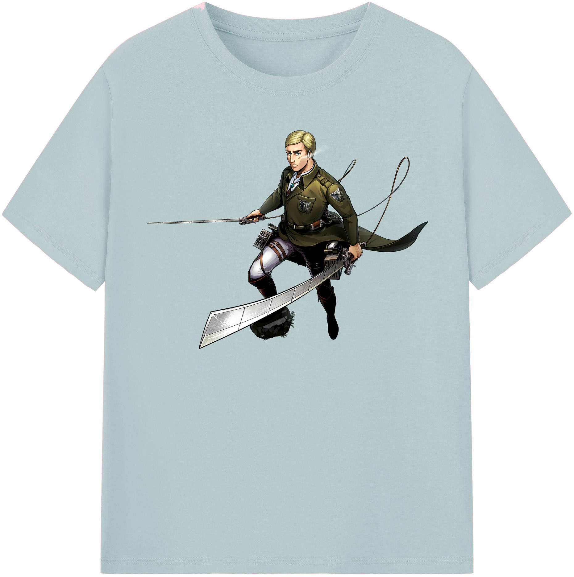 （画像用） 進撃の巨人 エルヴィン・スミス Attack on Titan Erwin Smith 綿100％半袖Tシャツ（フロントプリント）